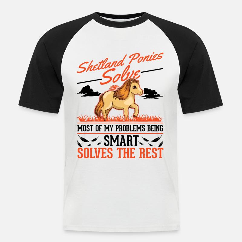 Shetland Pony Geschenk Shetty - Männer Baseball-T-Shirt - Weiß/Schwarz