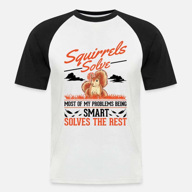 Eichhörnchen Geschenk Grauhörnchen Squirrel - Männer Baseball-T-Shirt - Weiß/Schwarz