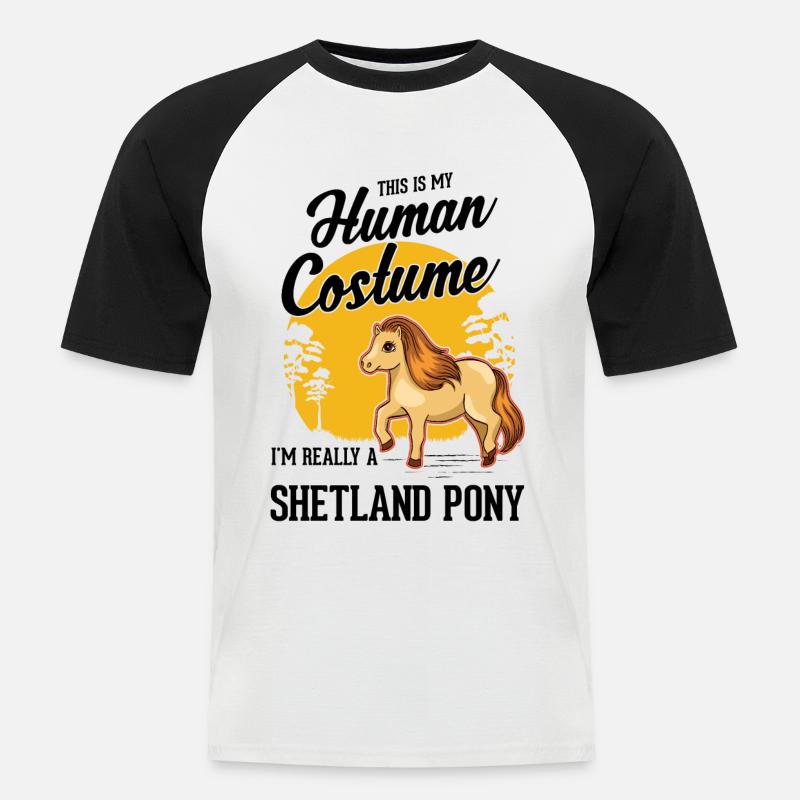 Shetland Pony Kostüm Geschenk Shetty - Männer Baseball-T-Shirt - Weiß/Schwarz