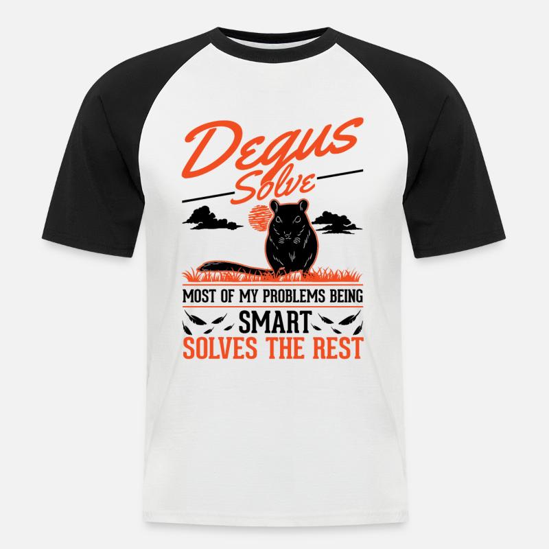 Degu Geschenk Strauchratte Walddegu - Männer Baseball-T-Shirt - Weiß/Schwarz