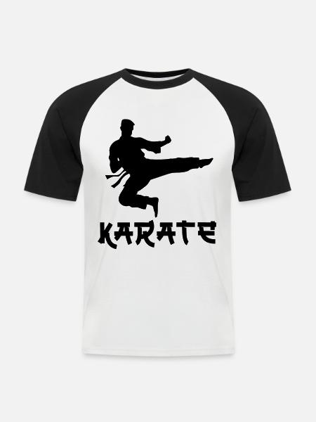 Karaté - T-shirt baseball manches courtes Homme - blanc/noir
