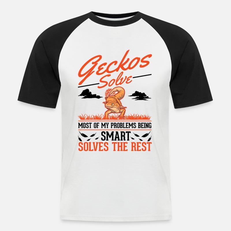Gecko Geschenk Leopardgecko - Männer Baseball-T-Shirt - Weiß/Schwarz