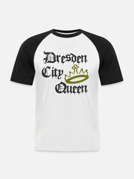 Dresden City Queen - Männer Baseball-T-Shirt - Weiß/Schwarz