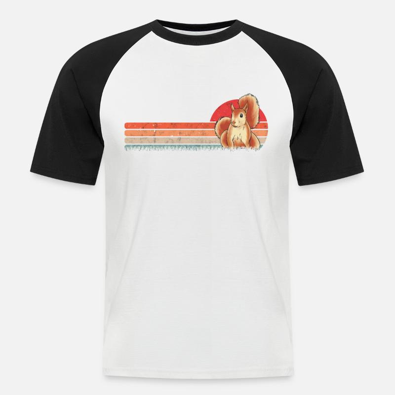 Eichhörnchen Retro Squirrel - Männer Baseball-T-Shirt - Weiß/Schwarz