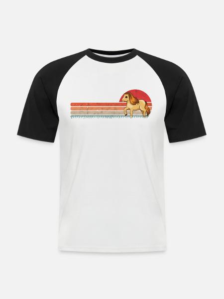 Shetland Pony Retro - Men's Baseball T-Shirt - white/black