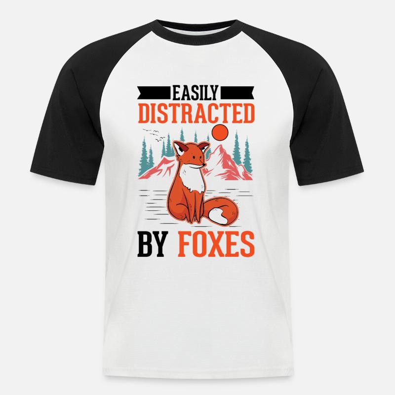 Fuchs Geschenk Rotfuchs - Männer Baseball-T-Shirt - Weiß/Schwarz