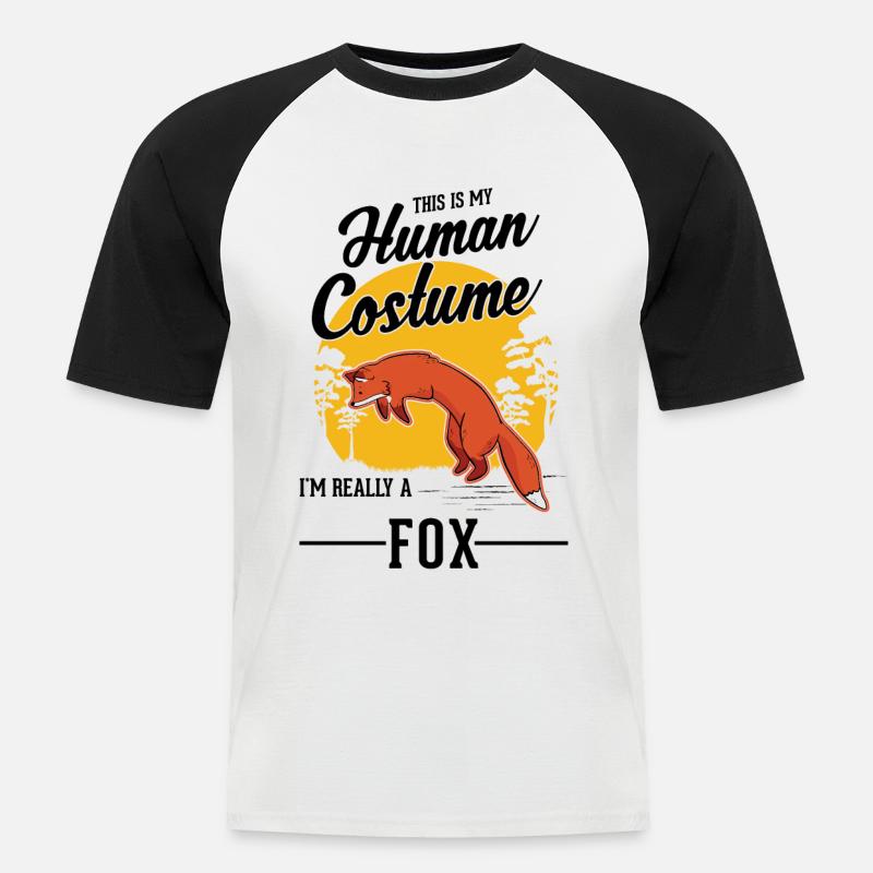 Fuchs Geschenk Rotfuchs - Männer Baseball-T-Shirt - Weiß/Schwarz