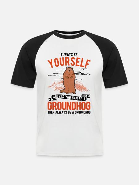 Murmeltier Groundhog Waldmurmeltier - Männer Baseball-T-Shirt - Weiß/Schwarz