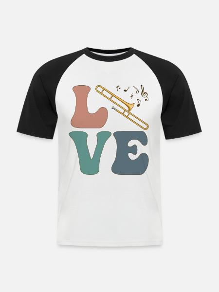 LIEBE Posaunist Instrument Posaunist - Männer Baseball-T-Shirt - Weiß/Schwarz
