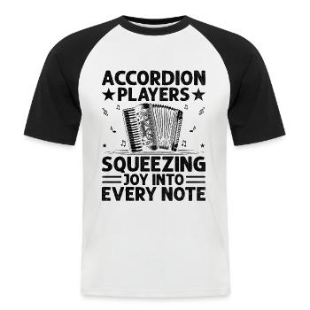 Akkordeonspieler quetschen Freude in jede Note ac - Männer Baseball-T-Shirt - Weiß/Schwarz - Vorne - Nik (191cm)