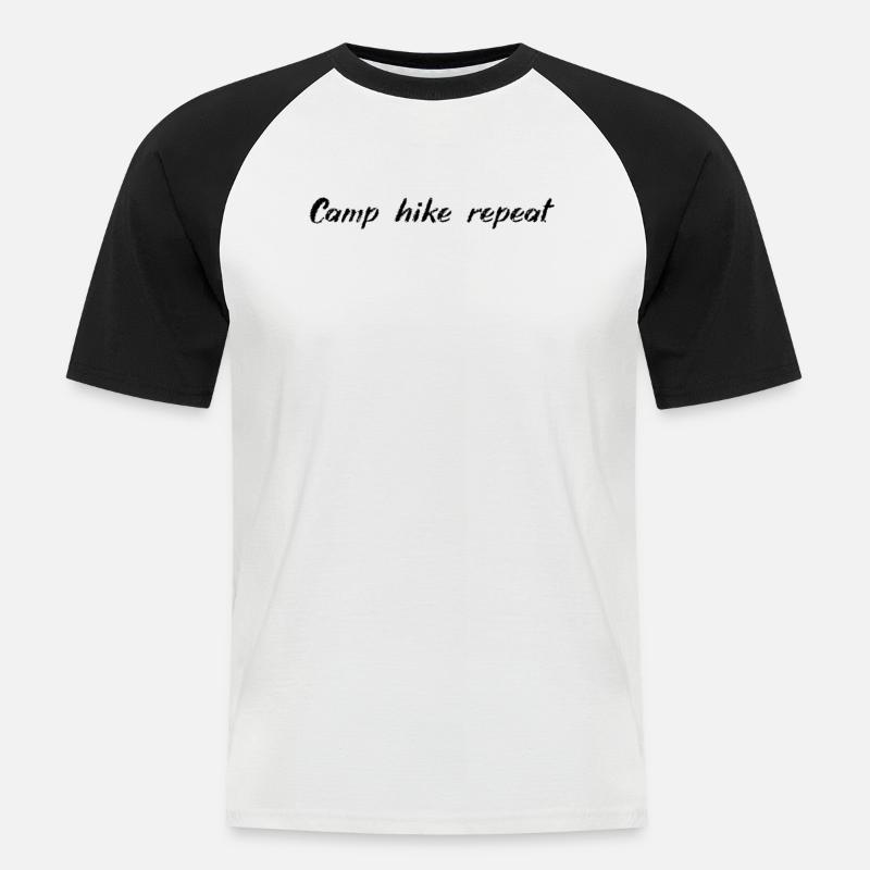 Camping - Camp, hike, repeat - Männer Baseball-T-Shirt - Weiß/Schwarz