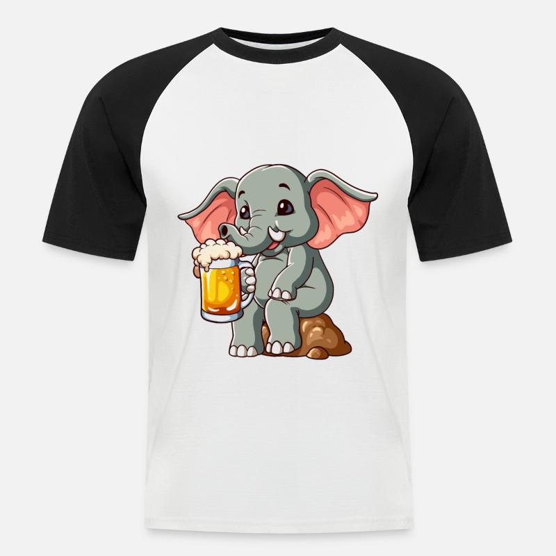 Bierfant Elefant Bier - Männer Baseball-T-Shirt - Weiß/Schwarz