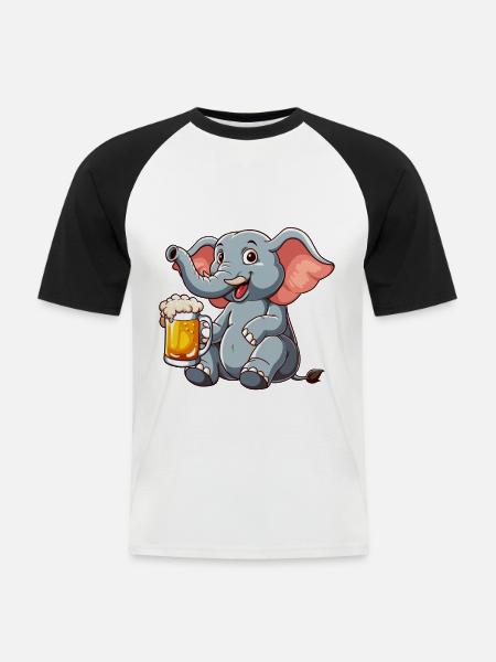 Alkifant Elefant Bier - Männer Baseball-T-Shirt - Weiß/Schwarz