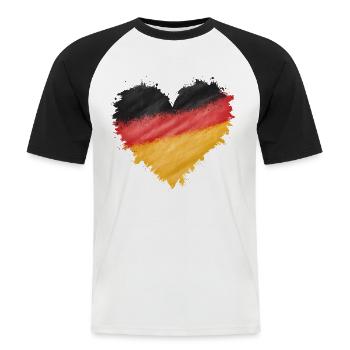 Allemagne Allemagne Allemand GER Almanya Alemania - T-shirt baseball manches courtes Homme - blanc/noir - Devant - Nik (191cm)
