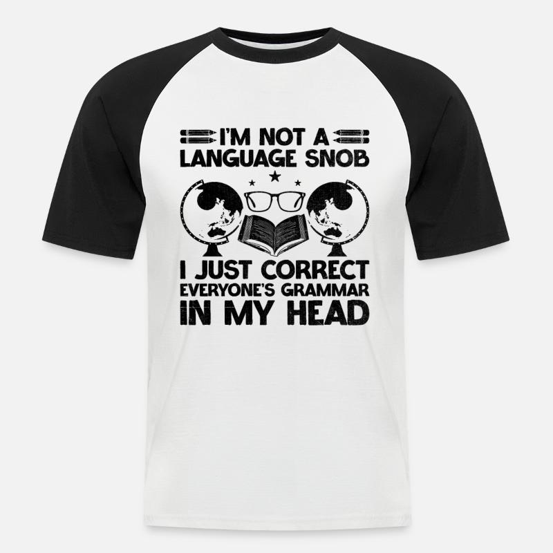 Fremdsprachenlehrer Schule Sprachlehrer - Männer Baseball-T-Shirt - Weiß/Schwarz
