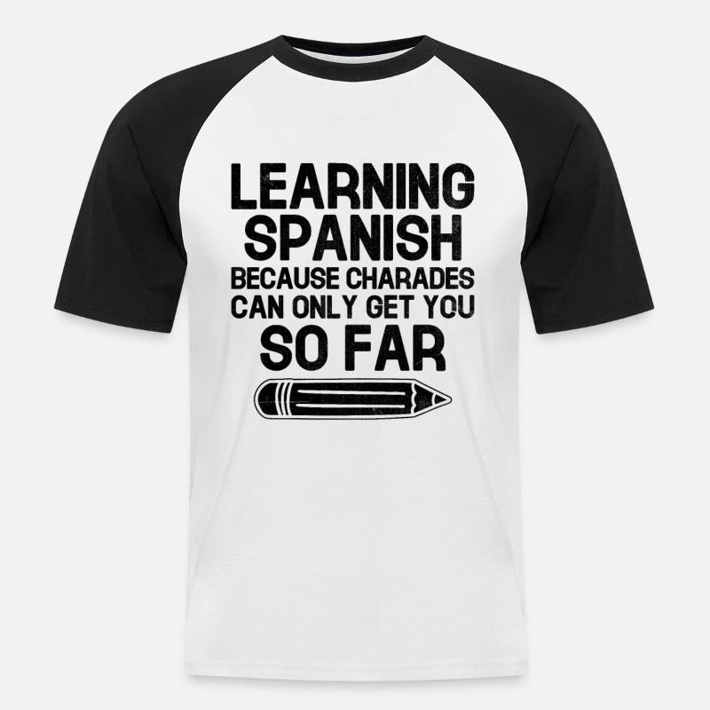 Fremdsprachenlehrer Schule Sprachlehrer - Männer Baseball-T-Shirt - Weiß/Schwarz