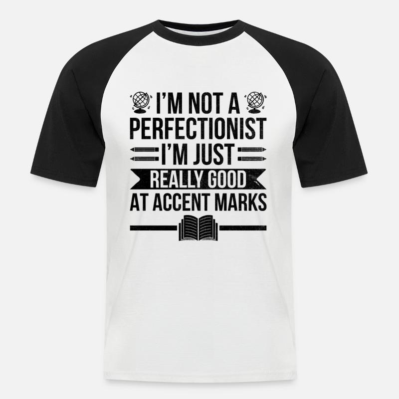 Fremdsprachenlehrer Schule Sprachlehrer - Männer Baseball-T-Shirt - Weiß/Schwarz