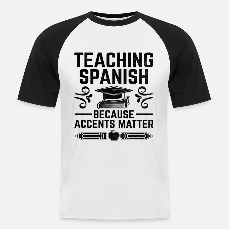 Fremdsprachenlehrer Schule Sprachlehrer - Männer Baseball-T-Shirt - Weiß/Schwarz