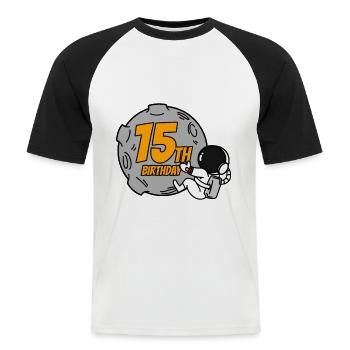 Astronaut 15th Birthday Space - Men's Baseball T-Shirt - white/black - Front - Nik (191cm)