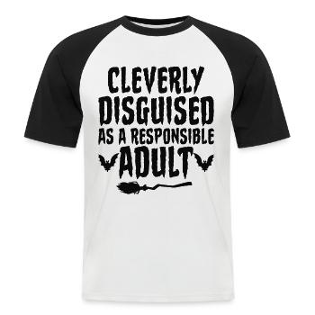 Astucieusement déguisé en adulte responsable - T-shirt baseball manches courtes Homme - blanc/noir - Devant - Nik (191cm)