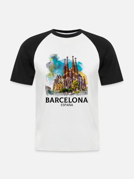barcelona spain espana - Männer Baseball-T-Shirt - Weiß/Schwarz