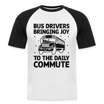 Les chauffeurs d’autobus apportent de la joie dans les déplacements quotidiens - T-shirt baseball manches courtes Homme - blanc/noir - Devant - Nik (191cm)
