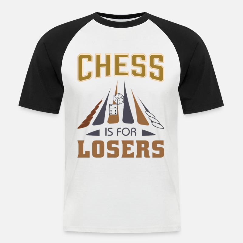 Backgammon Spiel - Männer Baseball-T-Shirt - Weiß/Schwarz