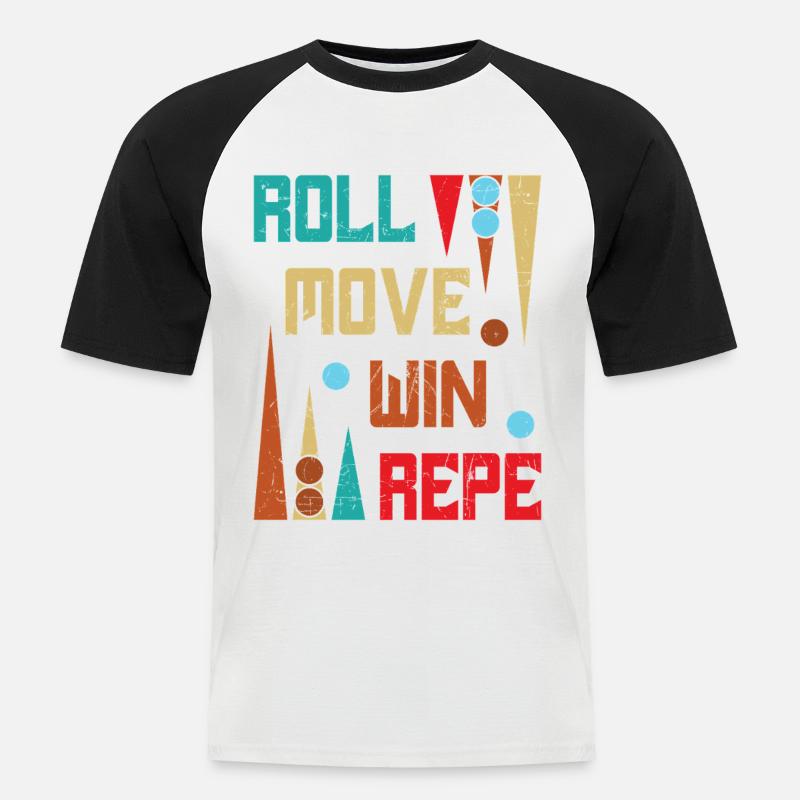 Backgammon Spiel - Männer Baseball-T-Shirt - Weiß/Schwarz