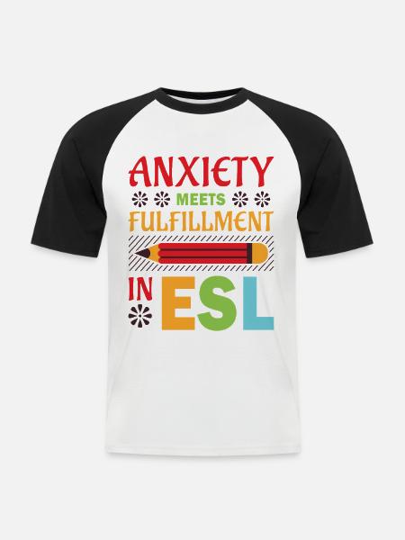 ESL-Lehrer ESL Unterricht - Männer Baseball-T-Shirt - Weiß/Schwarz