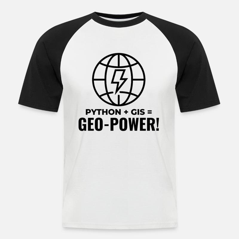 Python SIG Géo-Puissance Programmation Géospatial - T-shirt baseball manches courtes Homme - blanc/noir