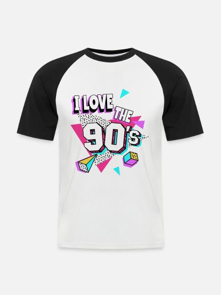 90er Jahre I Love The 90s - Männer Baseball-T-Shirt - Weiß/Schwarz