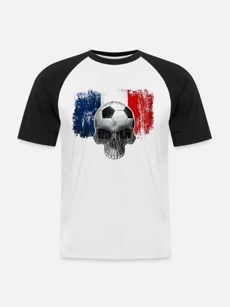Frankreich Fußballfan - Männer Baseball-T-Shirt - Weiß/Schwarz