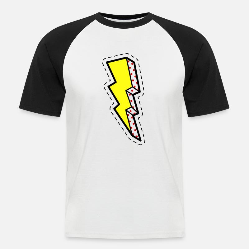 blitz Comic - Männer Baseball-T-Shirt - Weiß/Schwarz