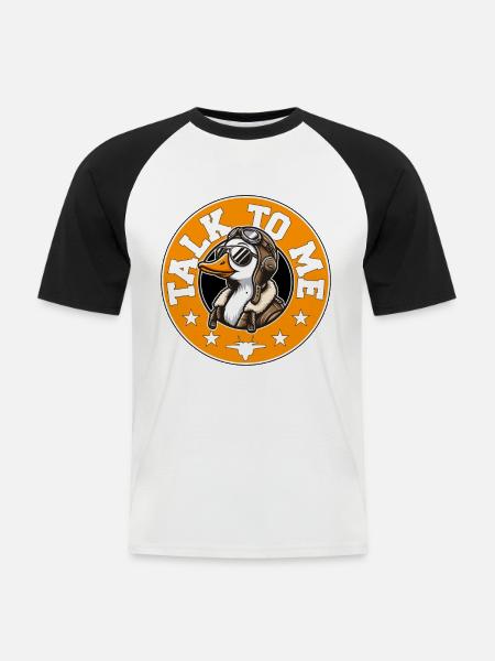 SPRICH MIT MIR, GANS - Männer Baseball-T-Shirt - Weiß/Schwarz