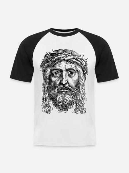 Jesus - Männer Baseball-T-Shirt - Weiß/Schwarz