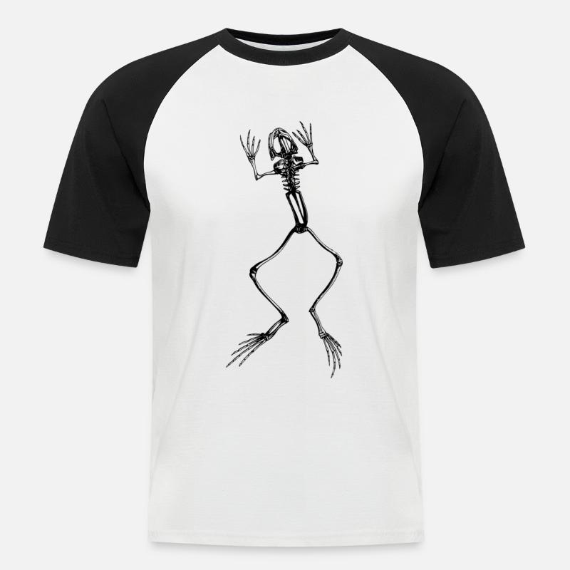 Froschskelett in schwarz - Männer Baseball-T-Shirt - Weiß/Schwarz