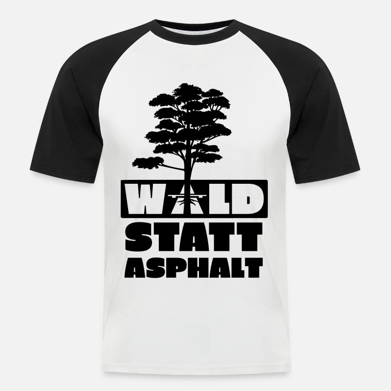 Wald statt Asphalt! - Männer Baseball-T-Shirt - Weiß/Schwarz