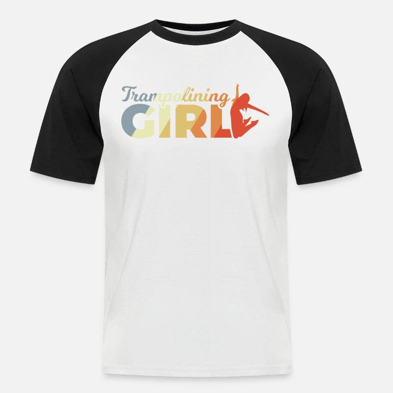 Lustiges Trampolin Mädchen - Männer Baseball-T-Shirt - Weiß/Schwarz