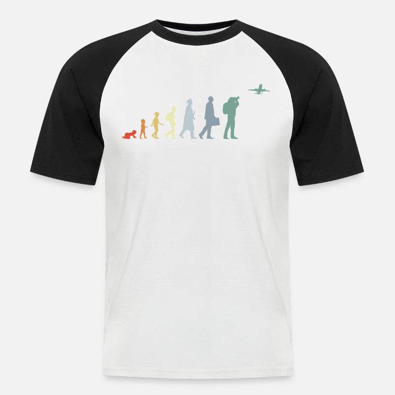 Airplane Observer Evolution - Men's Baseball T-Shirt - white/black
