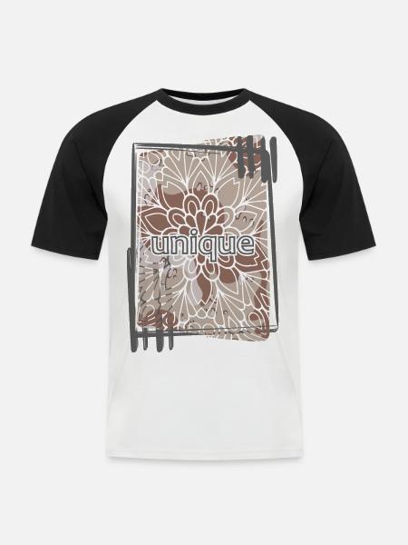 Einzigartige Brown Camouflage Mandala - Männer Baseball-T-Shirt - Weiß/Schwarz