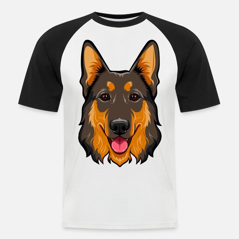 deutscher schäferhung - Männer Baseball-T-Shirt - Weiß/Schwarz