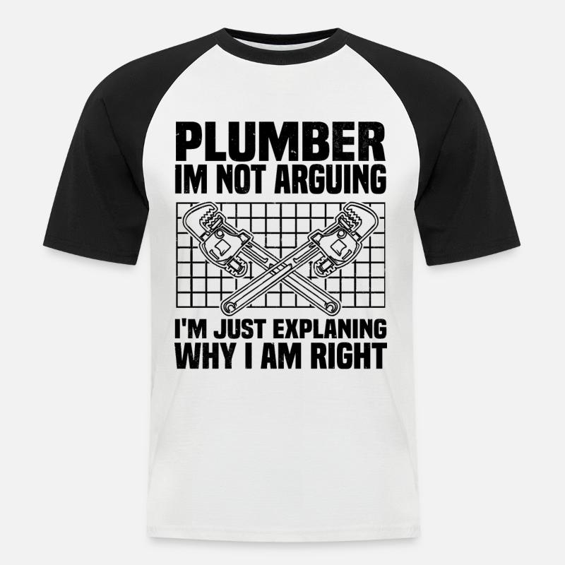 Klempner Sprüche | Handwerker Azubi Geschenkideen - Männer Baseball-T-Shirt - Weiß/Schwarz