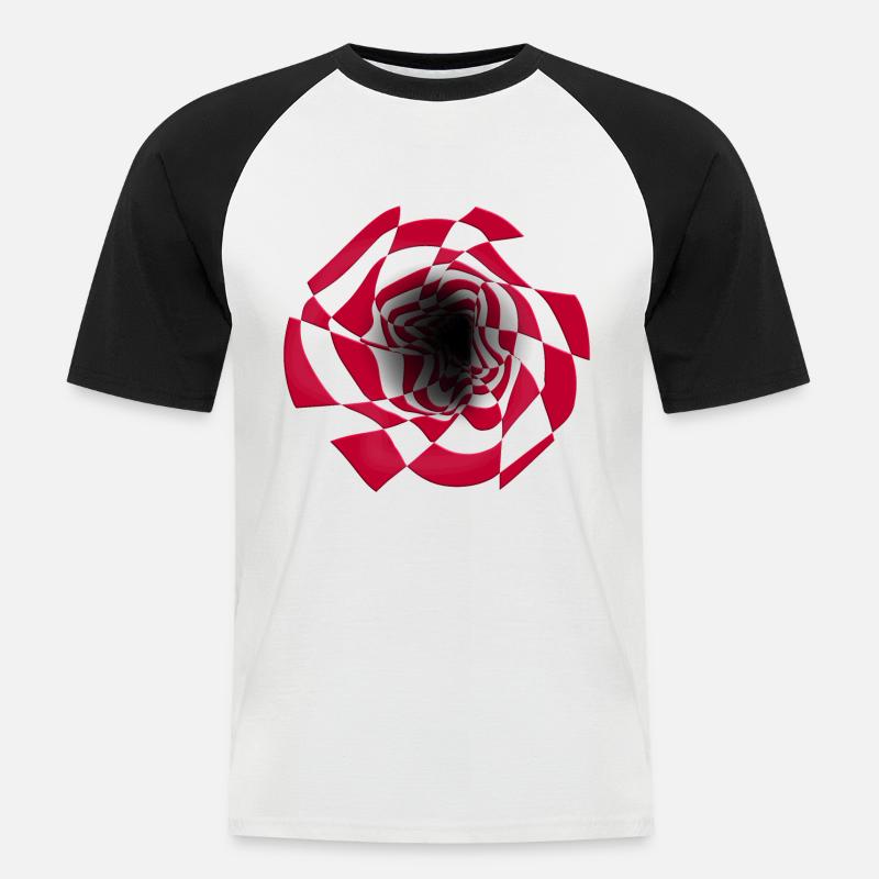 Psychédélique Pattern Abstrait Rétro - T-shirt baseball manches courtes Homme - blanc/noir