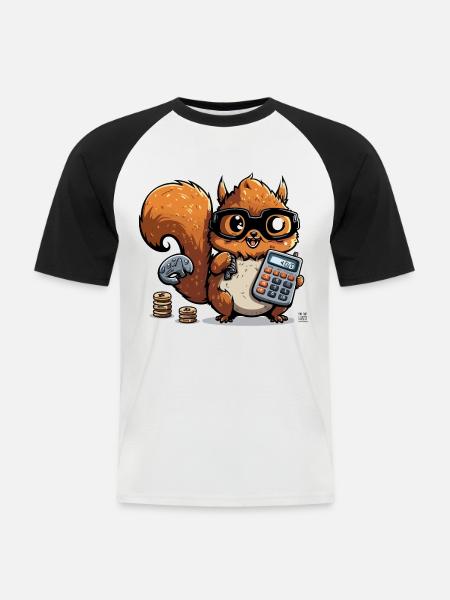 Eichhörnchen-Kulator - Männer Baseball-T-Shirt - Weiß/Schwarz