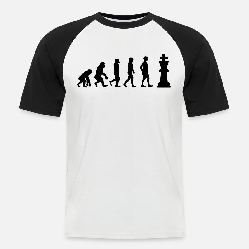 Evolution du jeu d’échecs - T-shirt baseball manches courtes Homme - blanc/noir