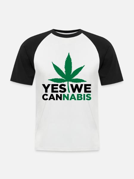Yes We Cannabis! - Männer Baseball-T-Shirt - Weiß/Schwarz