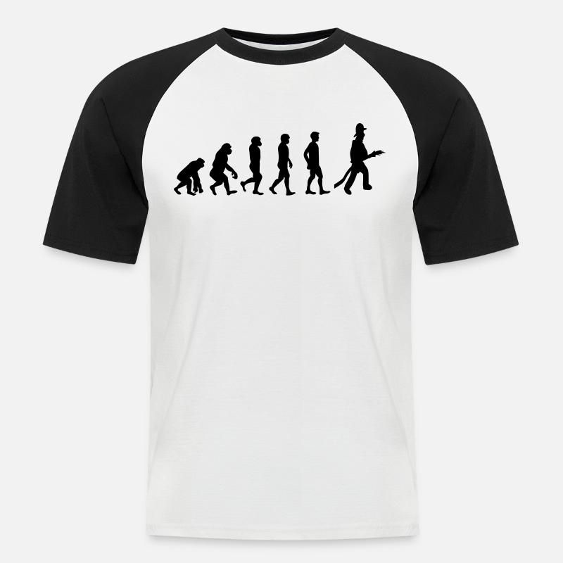 Feuerwehr Evolution - Männer Baseball-T-Shirt - Weiß/Schwarz