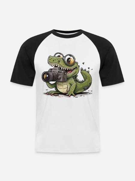 Snap Happy Reptile - Men's Baseball T-Shirt - white/black