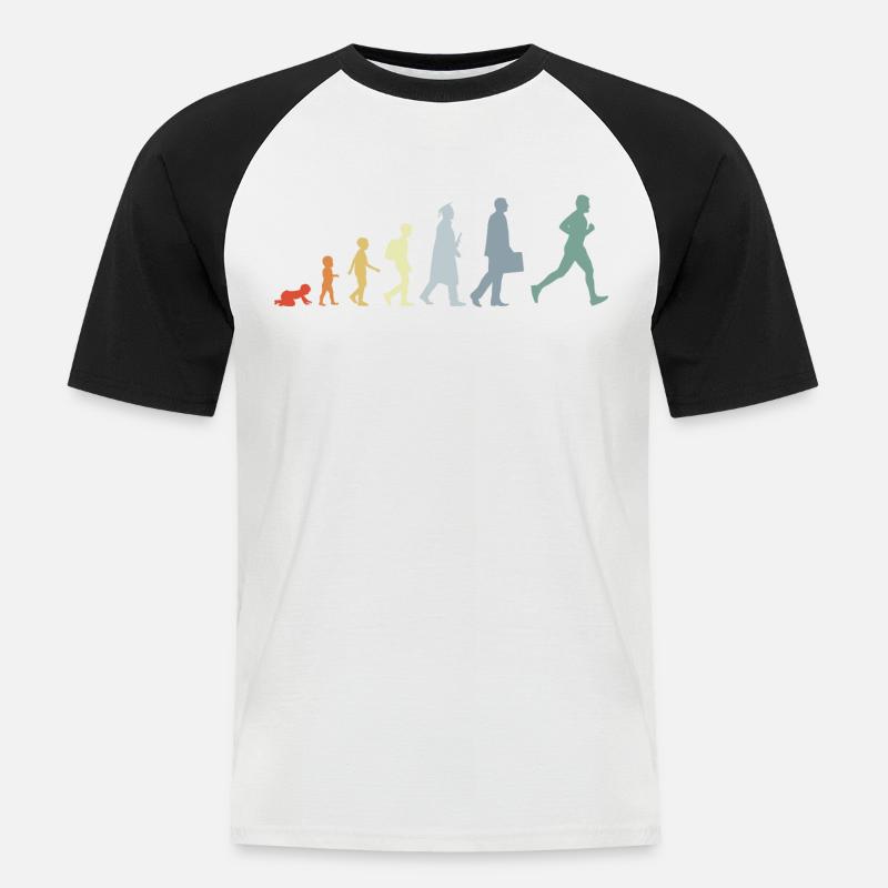 Läufer Evolution - Männer Baseball-T-Shirt - Weiß/Schwarz