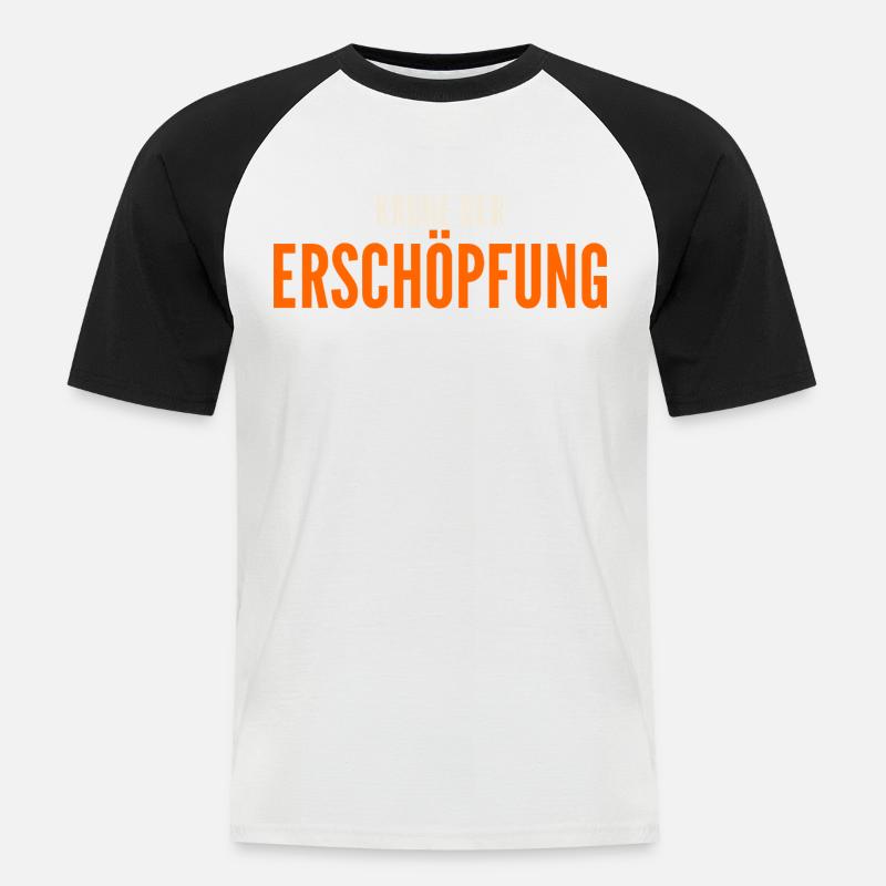 KRONE-DER_ERSCHOePFUNG - Männer Baseball-T-Shirt - Weiß/Schwarz